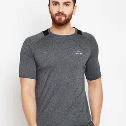 Alcis Men Grey Colourblocked Rapid Dry Round Neck T-shirt-image-30