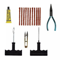 AllExtreme ‎EX-5003 Tubeless Tyre Puncture Repair Kit (Nose Plier + T-Handle Pluggers + 11 Brown Seal Strips + Rubber Solution + Cutter) - Multi Color-13