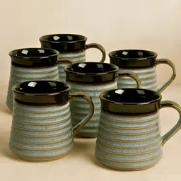 Unravel India Grey & Brown Handcrafted and Hand Painted Printed Ceramic Glossy Mugs Set of Cups and Mugs-picture-7