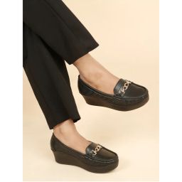 Flat n Heels Women Black Loafers-picture-27