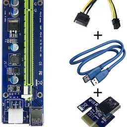 Xsentuals PCI-E 1X to 16X Enhanced Powered Riser Adapter Card & USB 3.0 Extension Cable & 6Pin to SATA Power Cable & GPU Riser Adapter, Perfect for GPU Graphic Card Express Ethereum Mining ETH (3PCS) image 2