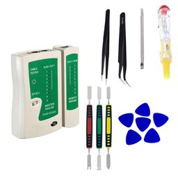 CRAFTS HAVELI Combo of Digital Tester RJ45 LAN Tester & Anti Static Tweezer 2Pc & 2in 1 Tester, 3Pc Spudger Set & 6pc Mobile Opener image 1