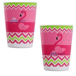 FunBlast Flamingo Design Bamboo Fibre Glass Pink Pack of 2  - 380 ml-22