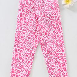 Babyhug Full Sleeves Leggins Floral Print - White Pink-image-88