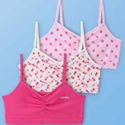 Pine Kids Cotton Knit Sleeveless Bralettes With Floral Print Pack of 3 (Colour May Vary)-image-70