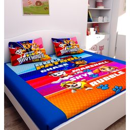 Athom Living Paw Patrol Digital Printed Cotton Kids Double Bedsheet 270x270 cm with 2 Pillow Cover-17