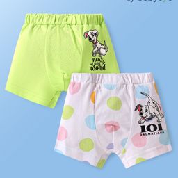 Babyoye Disney Lycra Knit Boxers with 101 Dalmatians Graphic Pack of 2 - White & Neon Green-image-69
