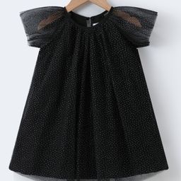 Mark & Mia Frill Sleeves Party Frock with Polka Dots Print - Black-image-12