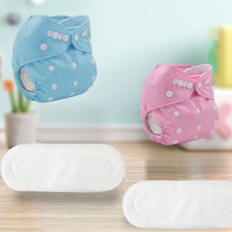 Sparkle Joy Washable & Reusable Cloth Diapers/Nappies Combo Pack of 2 Free size With 2 organic cotton White inserts - Skyblue & Pink-17
