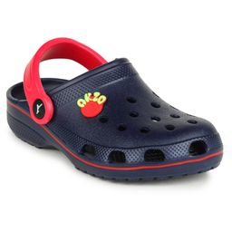 ABROS Akzo Patch Detailed Perforated Slingback Clogs - Navy Blue & Red-image-7
