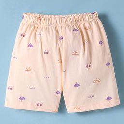 Tango Single Jersey Knit Knee Length Shorts With Beach Theme Print - Cream-image-88