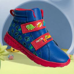 Hopits Abstract Designed & Dinosaur Applique Detailed Sneakers With Velcro Closure - Blue-image-15