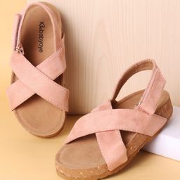 Babyoye Velcro Closure Solid Color Sandals - Pink-image-70