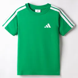 ADIDAS KIDS Cotton Knit Half Sleeves T-Shirt with Tape Detailing - Green-picture-15