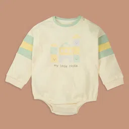 My Milestones 100% Cotton Knit Full Sleeves Castle Printed Onesie - Ecru-picture-4