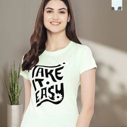 Dreambe Women Pack of 2 Typography Printed Round Neck Cotton Regular Fit T-shirts-image-72