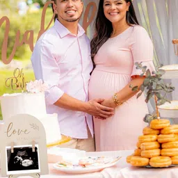Babymoon Kids Brown Double Sided Wooden Pregnancy Announcement Photo Frame-1