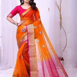 HERE&NOW Women Organza Jacquard Zari Weaving Saree-picture-8
