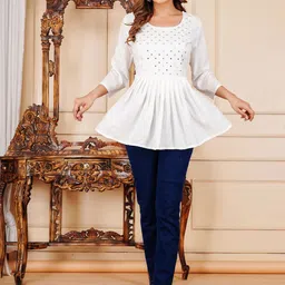 L.H HANDICRAFTS Floral Embroidered Crop Top-image-71
