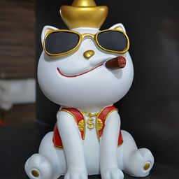CraftVatika White & Gold Toned Medium Figurine Showpiece-image-37