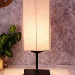 Devansh Grey & Black Solid Contemporary Column Table Lamp image 2