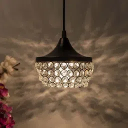 Homesake Black Half Globe Shaped Metal Crystal Lamp - Set of 1-image-64