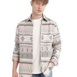 RARE RABBIT Men Comfort Relaxed Fit Spread Collar Geometric Printed Cotton Casual Shirt-picture-22