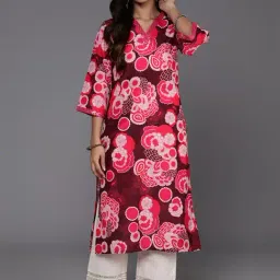Varanga Maroon Cotton Printed Straight Kurta-picture-14