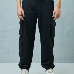 Bewakoof Jet Black Loose Fit Joggers-picture-31