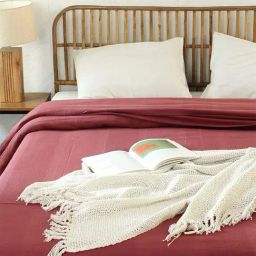 House This Herringbone Maroon Cotton Single Duvet Cover-20