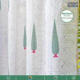 Urban Space Multicolor Polyester Printed Window Curtain with Eyelets & Tieback - Set of 2 (5 ft) image 2
