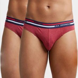 Jockey US49 Red Melange Super Combed Cotton Briefs with Ultrasoft Waistband - Pack of 2-image-10