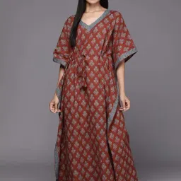 Libas Brown Cotton Regular Fit Floral Print Nighty-image-32