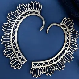Sangria Silver Plated Lotus Shape Oxidised Ear Cuff-51