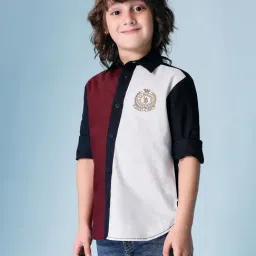 U.S. Polo Assn. Boys Blue & Maroon Cotton Color Block Shirt-picture-36