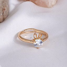 JOKER & WITCH Gold-Plated Rhinestone-Studded Bunny Hop Adjustable Finger Ring-image-6