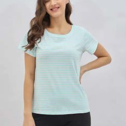 Clovia White Cotton Relaxed Fit Striped Pyjama Sets-image-57