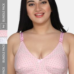 MAROON Pack of 2 Polka Dots Printed Full Coverage All Day Comfort Everyday Bra-18