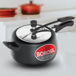 Borosil Black Aluminium 5L Pressure Cooker with Gas Stove & Induction Compatible-15