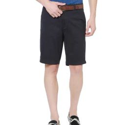 Peter England Black Solid Cotton Bermuda Shorts-image-18