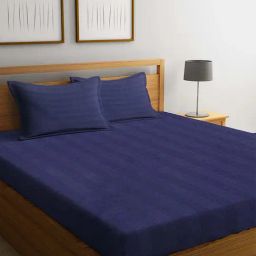 HOSTA HOMES Navy Cotton 280 TC Bed Sheet Set-image-70