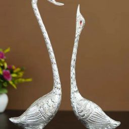 eCraftIndia 14 Inch Silver Kissing Swan Couple Handcrafted Decorative Figurine-image-29