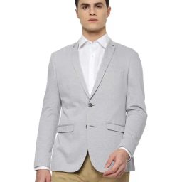 Louis Philippe Grey Full Sleeves Notched Lapel Blazer-picture-19