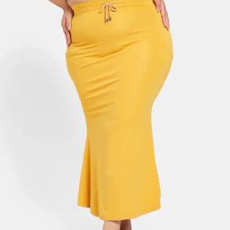 Secrets By ZeroKaata Mustard Plain Saree Shapewear-picture-15