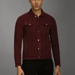 Louis Philippe Maroon Cotton Slim Fit Jacket-image-92