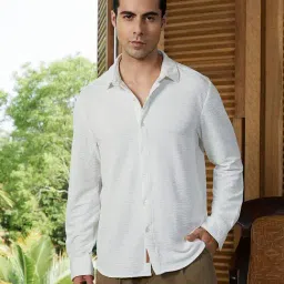 Campus Sutra Cream White Surf-Tactile Shirt-picture-14