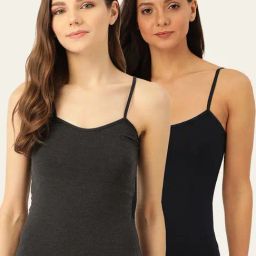 Lady Lyka Black Cotton Camisole (Pack of 2)-image-53