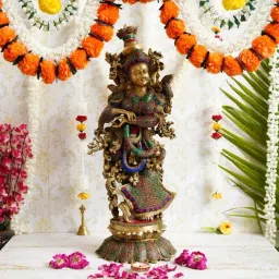 eCraftIndia Goddess Radha Handcrafted Brass Idol with Stone Work - 25.59 Inch Height-picture-27
