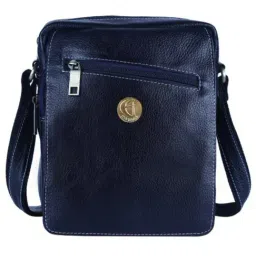 HiLEDER Blue Textured Medium Leather 8 inch Cross Body Bag-image-83