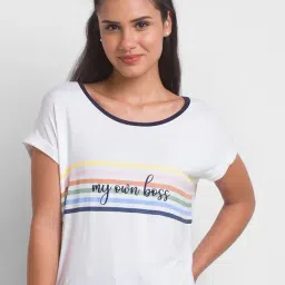 Spykar White Printed T-Shirt-44